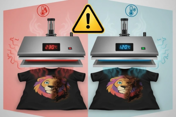 Temperatura incorreta na prensa e erros comuns em sublimação