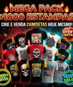 Mega Pack 1000 Estampas Camisetas Corel Draw Editável Profissional Sublimação