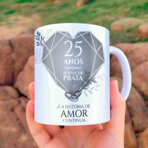 Arte para Caneca Bodas de Prata 25 Anos - Vetor CDR/PDF Editável - Imagem 4